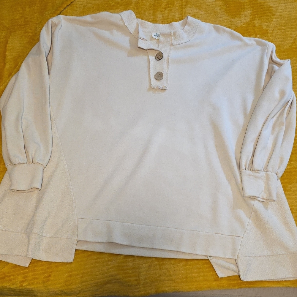 Women's Cream Button-Up Sweatshirt